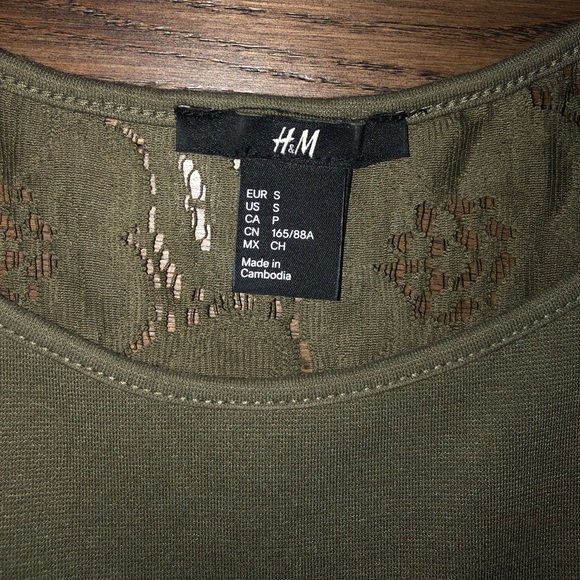 H&M Khaki Fitted Dress with Lace Back - Picture 3 of 3